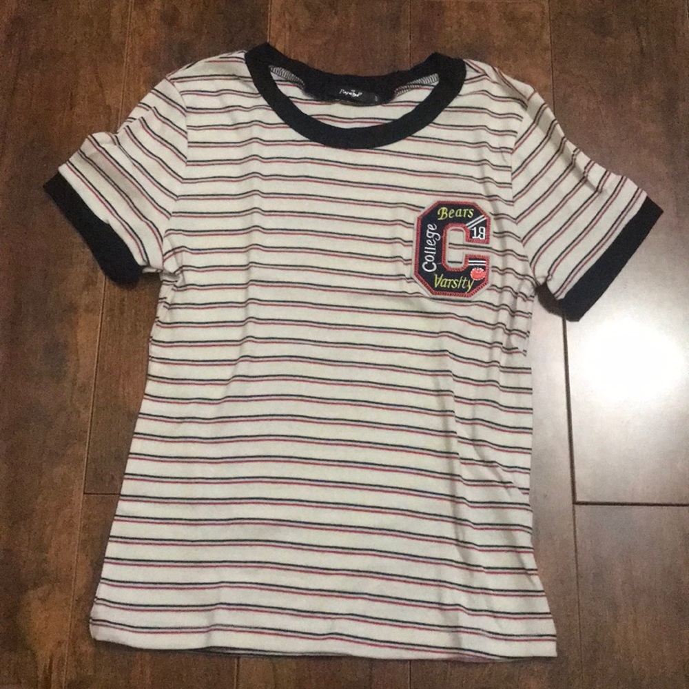 Striped Shirt with Embroidered Patch